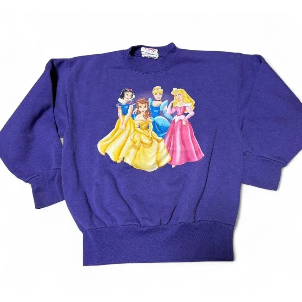 Disney Store Princess Sweatshirt Youth Small Purple Belle Snow White Vintage
